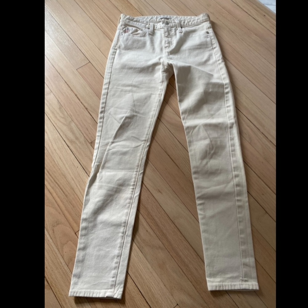 Alexa Chung for AG Adriano Goldschmied Size 25 Ecru Midrise Straight Leg Jeans